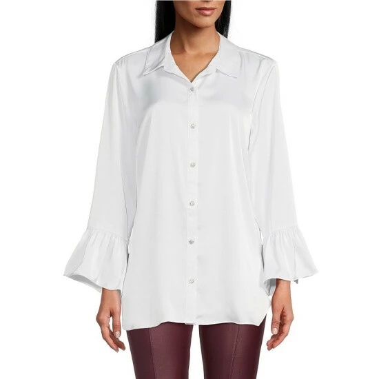 Coupon ๐ Slim Factor By Investments Ruffle Sleeve Rhinestone Button Front Blouse White โจ 1 Coupon ๐ Slim Factor By Investments Ruffle Sleeve Rhinestone Button Front Blouse White โจ