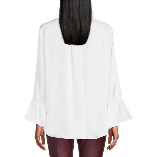 Coupon ๐ Slim Factor By Investments Ruffle Sleeve Rhinestone Button Front Blouse White โจ 2 Coupon ๐ Slim Factor By Investments Ruffle Sleeve Rhinestone Button Front Blouse White โจ - Image 2