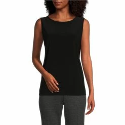 Promo 🌟 Investments Soft Separates Reversible Crew To Scoop Neck Sleeveless Tank Top Black 🔥