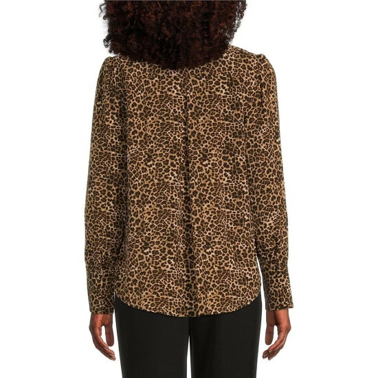 Coupon โ๏ธ Investments Petite Size Classic Leopard Print Long Sleeve Button Front Notch Collar Woven Top ๐ 2 Coupon โ๏ธ Investments Petite Size Classic Leopard Print Long Sleeve Button Front Notch Collar Woven Top ๐ - Image 2