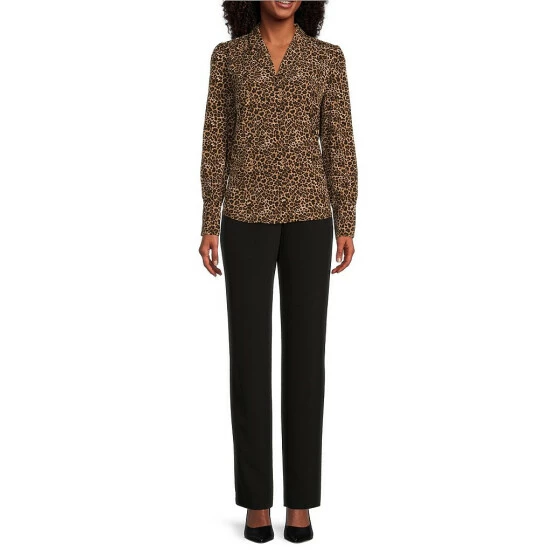 Coupon โ๏ธ Investments Petite Size Classic Leopard Print Long Sleeve Button Front Notch Collar Woven Top ๐ 3 Coupon โ๏ธ Investments Petite Size Classic Leopard Print Long Sleeve Button Front Notch Collar Woven Top ๐ - Image 3
