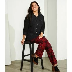 Deals ⌛ Slim Factor By Investments Plus Size Bridget Point Collar 3/4 Sleeve Button Front High-Low Top Black 🔥 -Investments Shop unnamed file 936