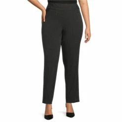 Best deal 🎉 Investments Plus Size The PARK AVE Fit Stretch Straight Leg Pull-On Tweed Pants Black/charcoal Tweed ✔️