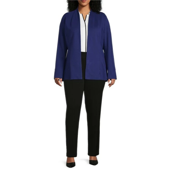 Cheapest 😍 Investments Plus Size Signature Ponte Long Sleeve Open Front Jacket Blue Depths 👏 3 Cheapest 😍 Investments Plus Size Signature Ponte Long Sleeve Open Front Jacket Blue Depths 👏 - Image 3