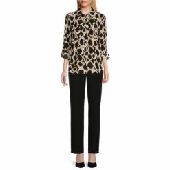 Brand new ✔️ Investments Olivia Diffused Mosaic Point Collar Long Roll-Tab Sleeve Button Front Utility Blouse 🧨 -Investments Shop unnamed file 957