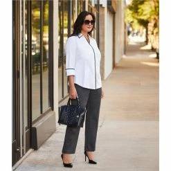 Cheapest 😍 Investments Plus Size Signature Ponte Black And White Tweed Slim Leg High Rise Pull-On Pants Black White Tweed 🛒 -Investments Shop unnamed file 961